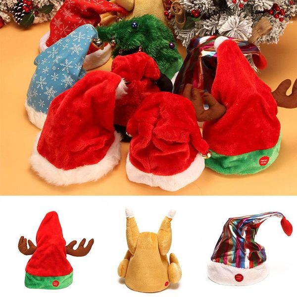 

christmas decorations elements electric hat singing hats with music cute plush toy for gift party ksi999