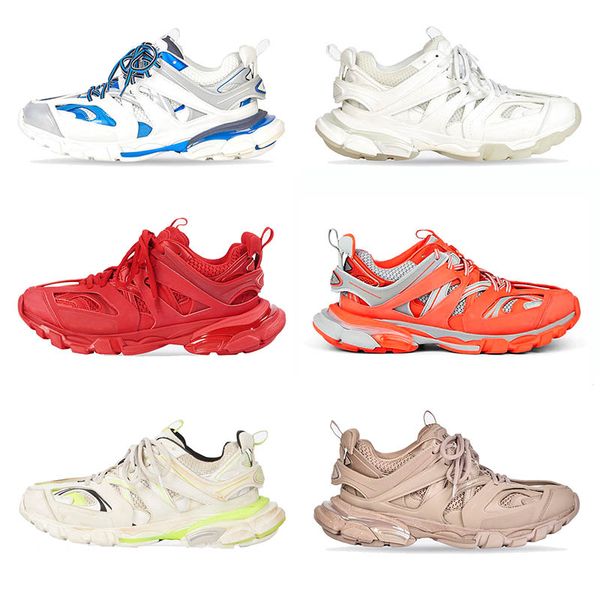 

new arrival casual shoes triple s track 3.0 grey orange white pink royal blue cement yellow dark blue womens tess 18ss sneakers mens designe, Black