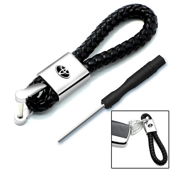 

keychains metal+braided rope car styling key chain rings for toyotas corolla yaris rav4 avensis auris camry c-hr 86 prius accessories, Silver