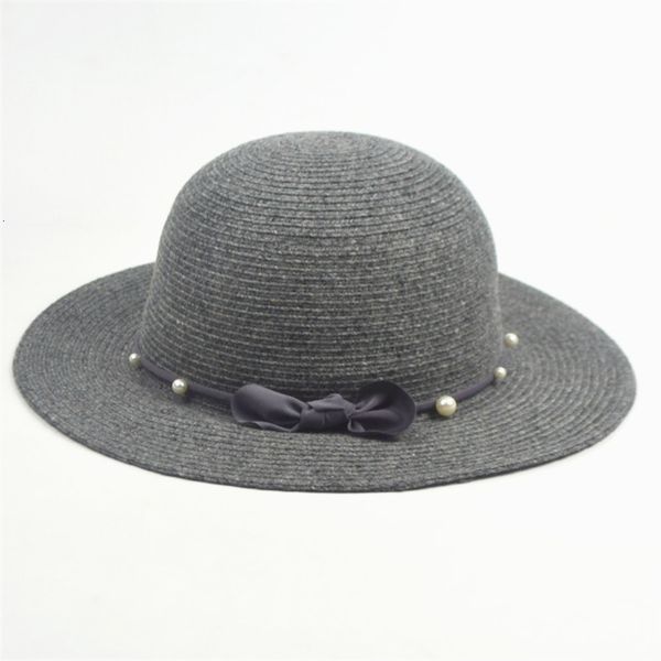 

autumn and winter woolen women's lovely basin fisherman's bowknot pearl dome big eaves gift fashion hat