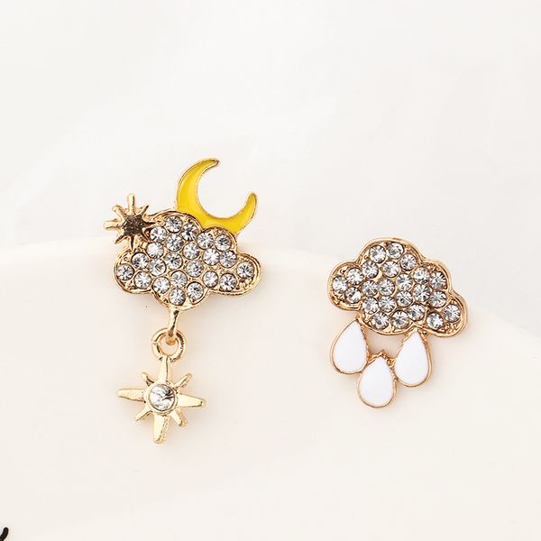 

ez3201 fashion accessories lovely weather inlaid with diamond oil raindrops cloud earrings, Silver