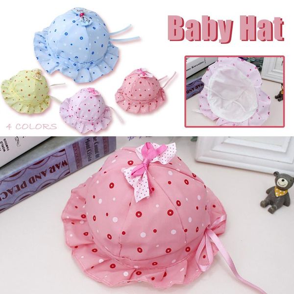 

caps & hats kids infant baby cute bow hat summer princess dot breathable bucket sun casquette enfant, Yellow