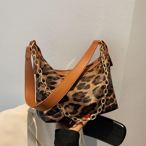 

evening bags cool handsome leopard texture small square bag printed metal chain shoulder underarm 2021 women