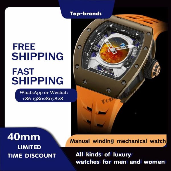

wristwatches men's watch manual winding tourbillon r52-05 interstellar universe sapphire crystal case luxury brand sports, Slivery;brown