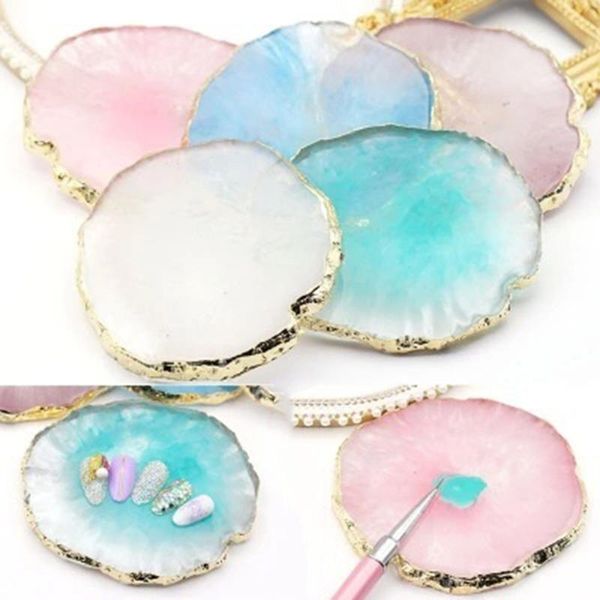 

nail art kits resin imitation agate palette drink cup mat decor pink