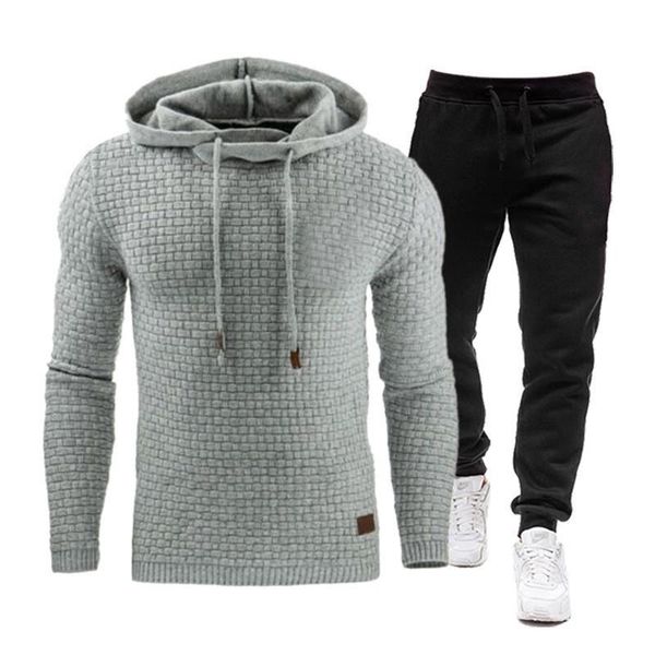

men's tracksuits hoodie brand fleece suit sportswear fashion pants jogger spring and women's sweatshirt men pullover black 3xl, Gray