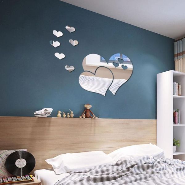 

wall clocks 3d mirror stickers love heart decal diy home bedroom room art tv decor background design bright e5i8