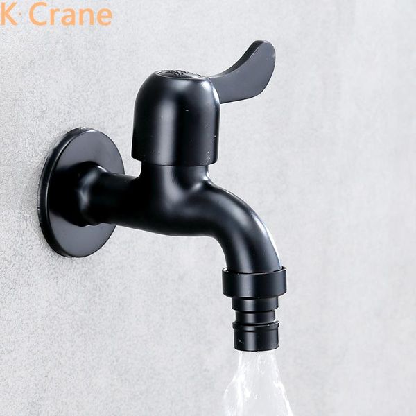 

black bibcock bathroom wall mount faucet sus304 stainless steel outdoor tap wc mop sink garden kraan washing machine faucets tap