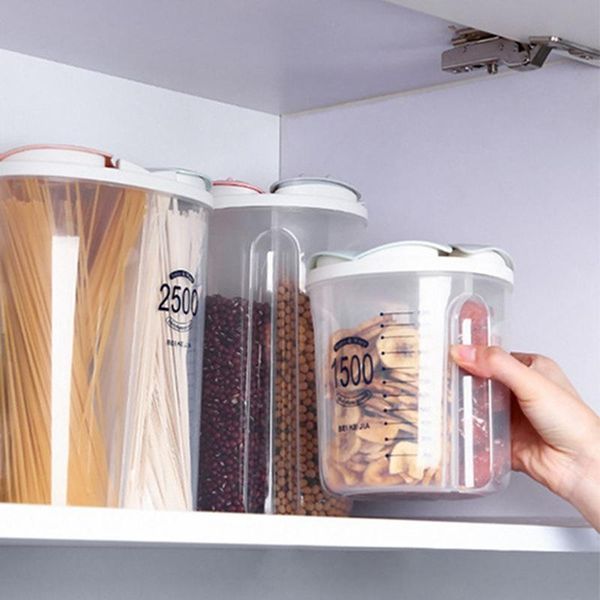 

storage bottles & jars 1500/2500 ml container plastic kitchen refrigerator box grain tank transparent sealed organizers