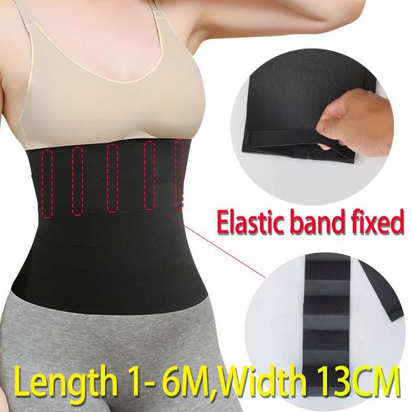 

waist support 2021 width 13cm length 1-6m reinforcement body trainer women sweat slimming wraps weight loss sauna belt, Black;gray