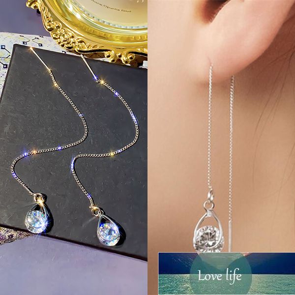 

new gold color long crystal tassel dangle earrings for women wedding water drop earing fashion jewelry gifts pendientes factory price expert, Silver