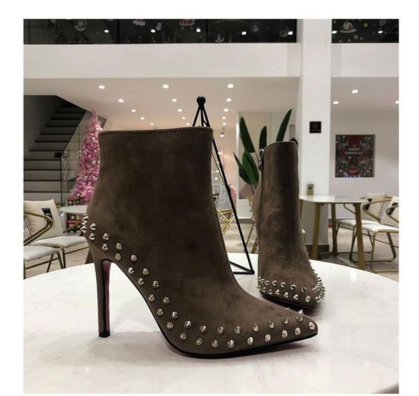 

2021new women boots ankle leather zipper booties high heels autumn shoes black winter boots zapatos de mujer pointed toe
