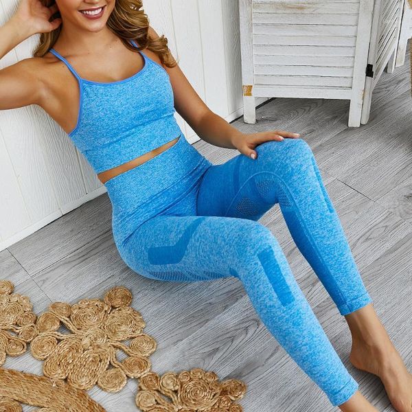 

yoga outfits women's sport clothing seamless knitted 2 pieces suit backless high waist pants and for female fitness set1, White;red