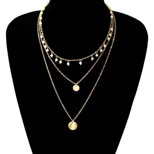 

chains states accessories individuality creative joker collarbone sequins angle bead chain women deserve to xl148 multilayer necklace, Silver