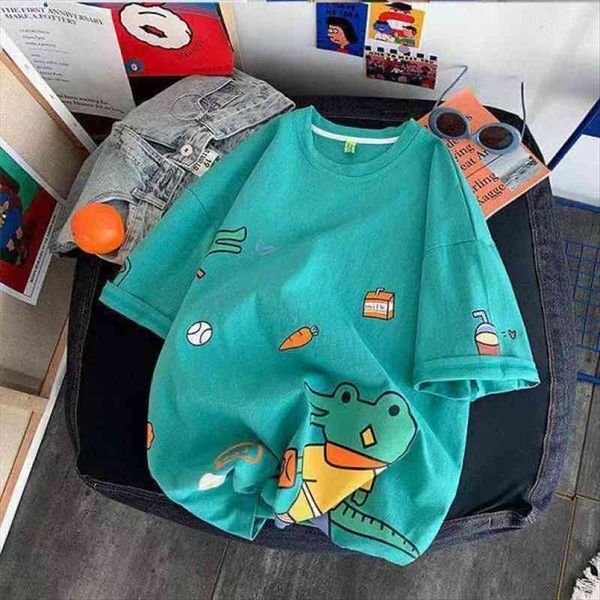 

childrens t shirt for boys crocodile cartoon animal print kids girls short sleeve summer tees clothes, Blue