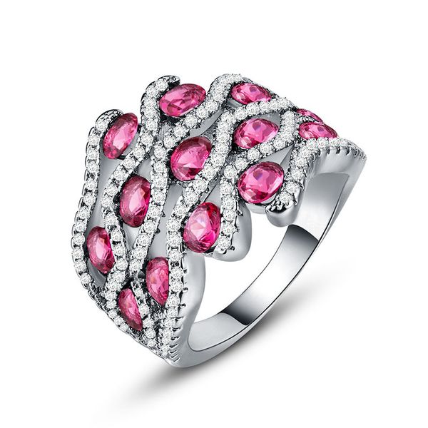 

exaggerated personality lady zircon ring rhinestone crystal rings, Silver