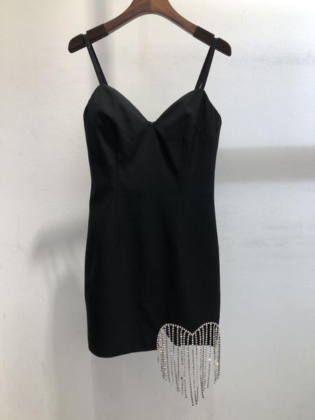 

ladies fashion sleeveless v-neck studded sling dress 1224 casual dresses, Black;gray