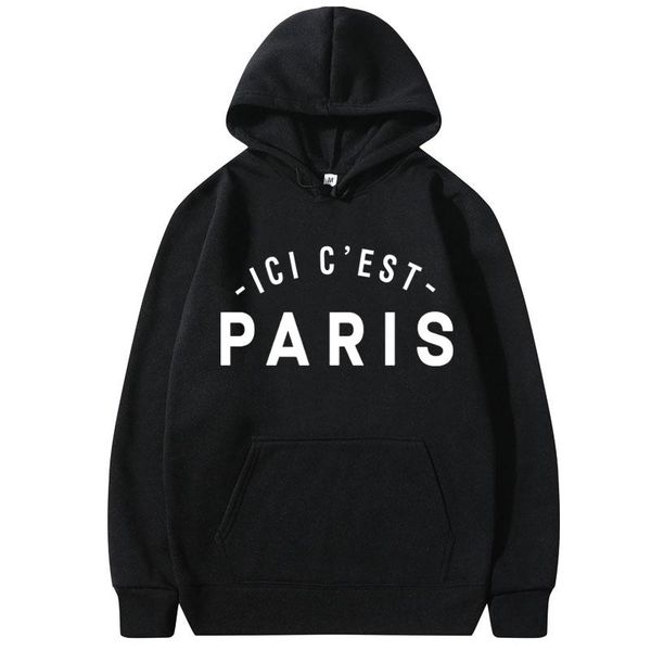 

men's hoodies & sweatshirts tracksuit ici c'est paris printing hoodie sweatshirt men women autumn sportswear hooded pullover sport, Black