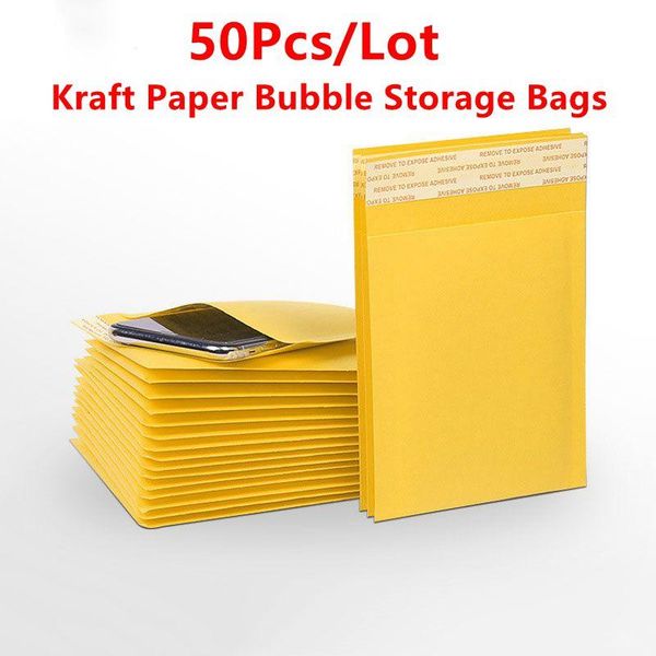 

50pcs/lot yellow kraft paper bubble envelopes bags storage bags mailers padded shipping envelope with bubble mailing packing bag