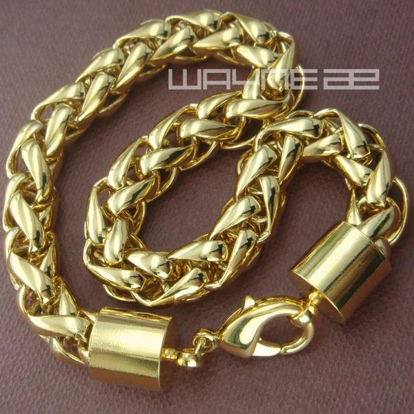 

link, chain gold color men weaved 22 cm length bracelet b153, Black