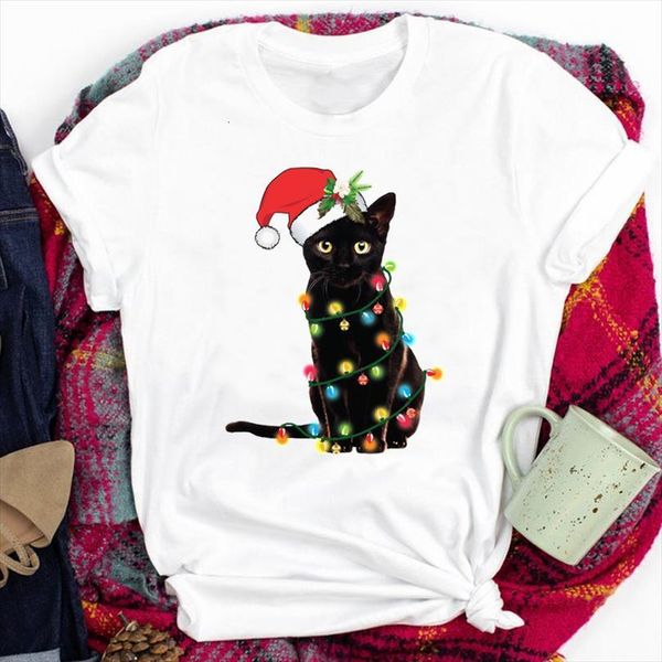 

cat pet funny cute printing men mens clothing tees for lady merry print clothes graphic female shirt, White;black
