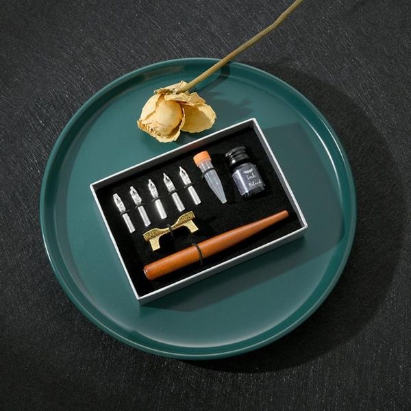 

calligraphy fountain dip pen + 5 nibs ink kit gift box for lettering sketching g88d