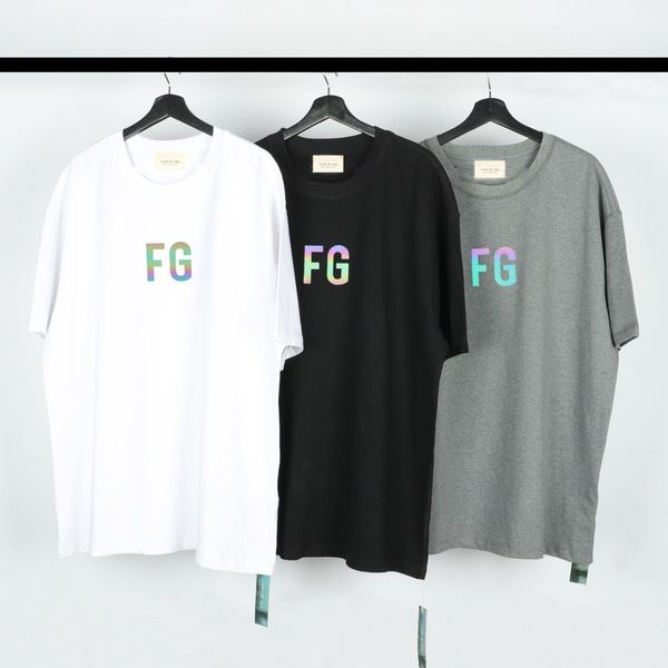 

men t shirts fg letter printed reflective t shirt season 6 summer short sleeve tee men s clothing, White;black