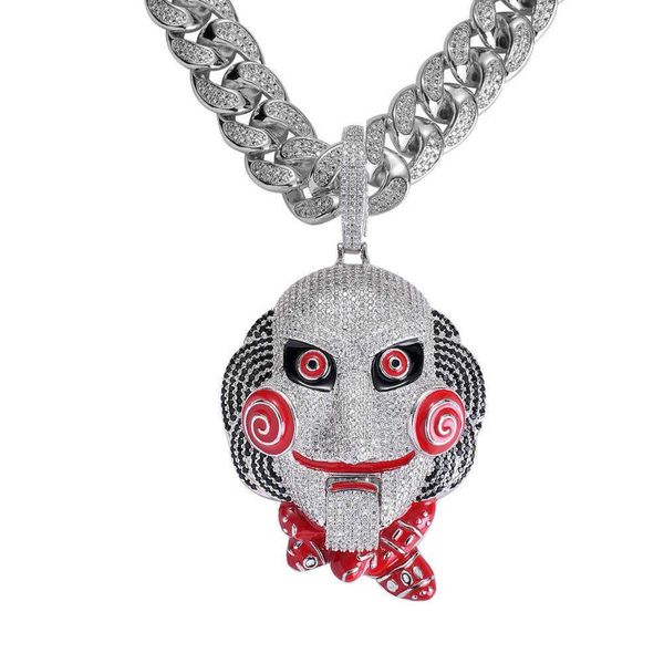 

hip hop statement chunky iced out bling 6ix9ine clown 69 tekashi69 necklaces & pendants saw billy chain necklace jewelry, Silver