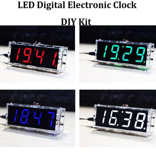 Andere Uhren Zubehör LED Digital Elektronische Uhr DIY Kit Lichtsteuerung Transparentes Gehäuse Rot C2X3 Production Suite Learing