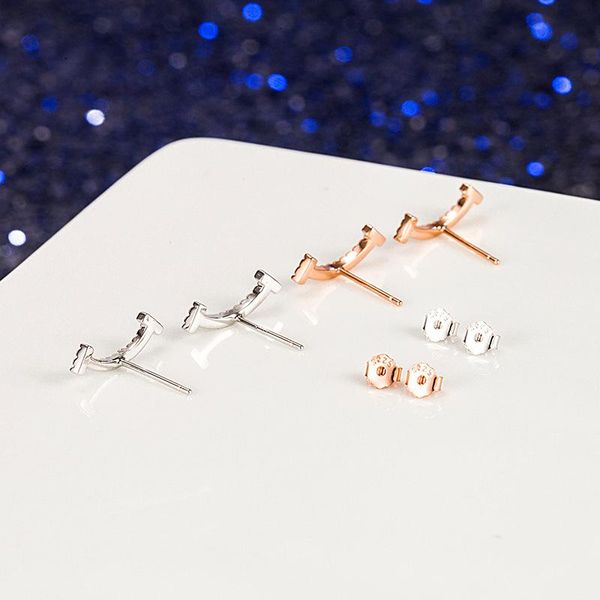 

stud elegant pure 925 sterling silver smile earrings for women,original logo small happy cool earring jewelry pendientes brincos, Golden;silver