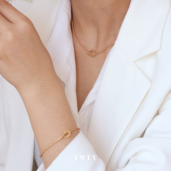 

ins simple knot necklace bracelet women's fashion personality exaggeration cold wind spiral neckwear fashion ywly, Silver