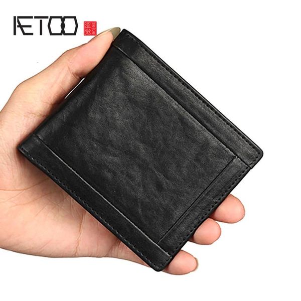 

wallets aetoo leather men's wallet, short simple fashion youth wallet, Red;black