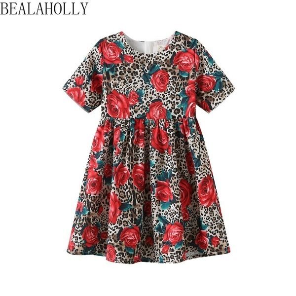 Belaholly New Children's Dress Primavera ed Estate Girls Leopard Print Dress Baby Sling Abbigliamento Abiti da festa per 3-8 anni Q0716