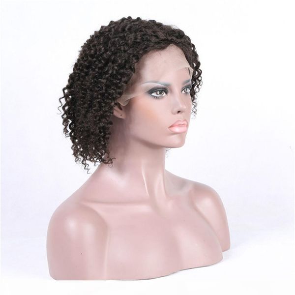 

brazilian indian malaysian 130% density swiss lace baby hair front lace kinky curly wig human hair vrigin natural color indian malaysia, Black;brown