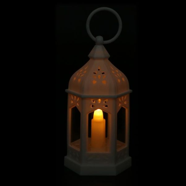 

1pc eid ramadan led candle lamp decor hollow-out mini wind lamp led decor