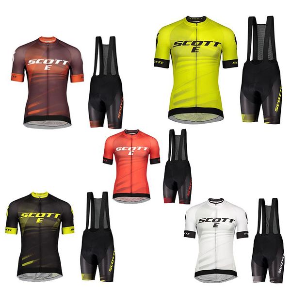 

2021 new pro team scotte cycling jersey set 19d gel bib pants suit mtb short sleeve shirt men summer 5 colour bicycling clothing, Black;blue
