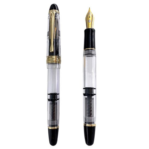 

fountain pens wing sung 699 pen translucent black piston vacuum inking fountain-pen fine nib school office supplies stationery gift