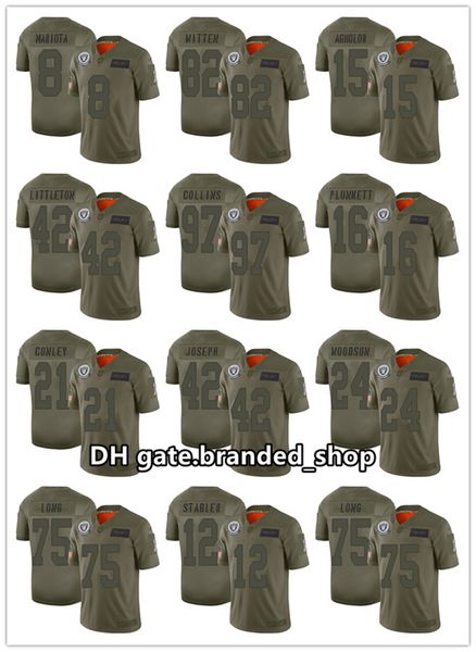

las vegas raiders men 28 josh jacobs 52 khalil mack 75 howie long women kids olive salute to service limited nfl 2021 jersey, Black;red