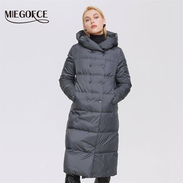 

miegofce winter femme jacket european coat simple classic long thick parka women d21872 211011, Black