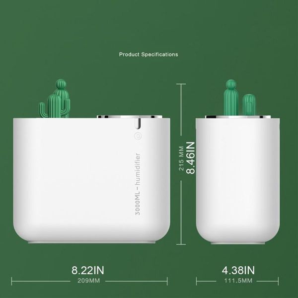 

double nozzle usb air humidifier mist maker fogger with colorful nightlight 3l m6cb