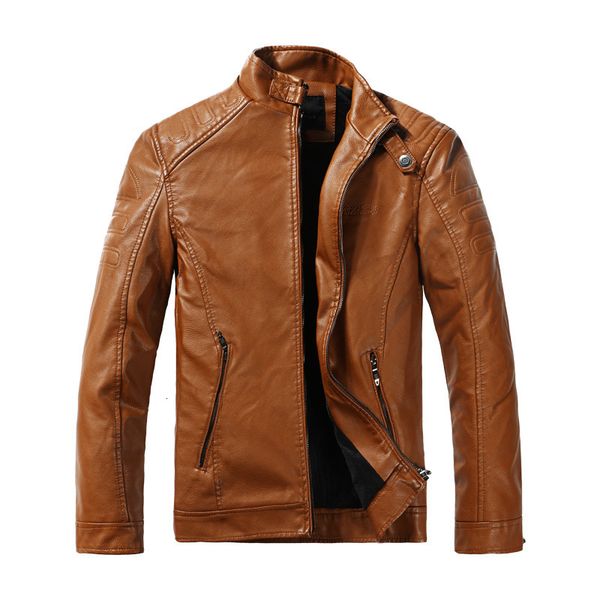 

pu leather bomber jackets slim plus size classic pilot warm fleece inner coats mens jackets fashion clothes, Black