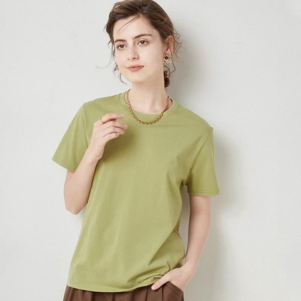 

plus size t-shirt boozrey 2021 summer the office lady fashion women's clothing solid color round neck loose large white basic, Black