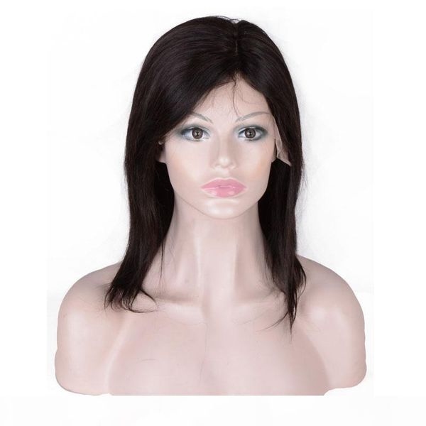 

short pixie wigs brazilian virgin hair straight lace front human hair wigs for black women swiss lace frontal wig myqueenhair, Black;brown