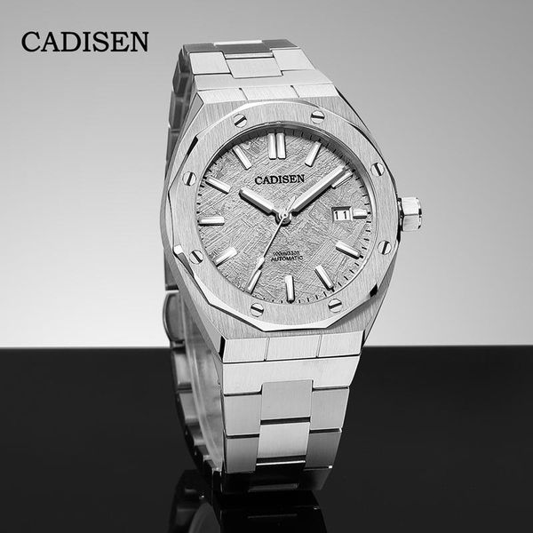 

wristwatches cadisen mechanical men's sports waterproof watches for men sapphire crystal automatic clock relogio masculino, Slivery;brown