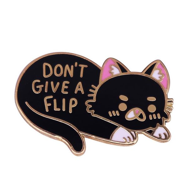 

pins, brooches cartoons don't give a flip black cat brooch pins enamel metal badges lapel pin jackets fashion jewelry accessories, Gray