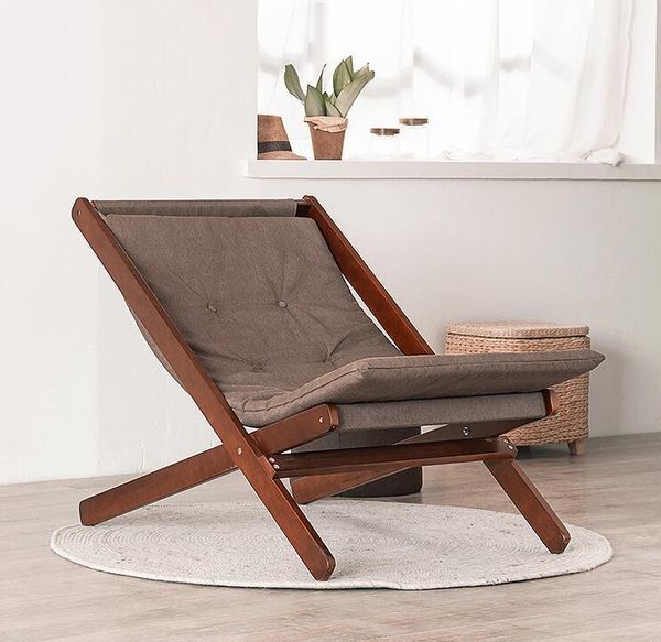 

camp furniture outdoor indoor folding sling back chair with thick cushion foldale patio balcony wooden adjustable leisure chaise lounger