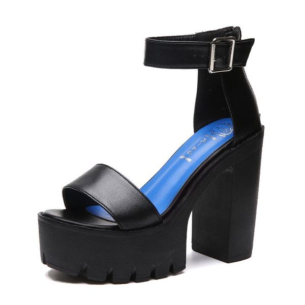 

high heels women sandals open toe sandals female thick heel platform summer women shoes sandalias mujer 2021 new style big size, Black