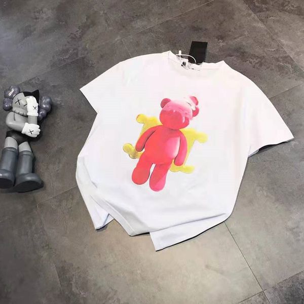 

design clothing summer 2021 new fashion red hat printed short sleeve t-shirt men's and women's casual loose 070302, White