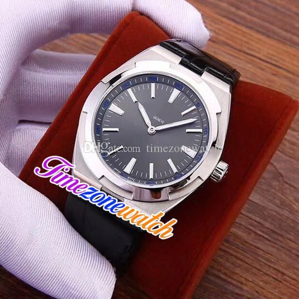

42mm overseas watches 2000v/120g 2000v gray dial blue mark automatic mens watch 316l steel case black leather strap twvc timezonewatch e137b, Slivery;brown