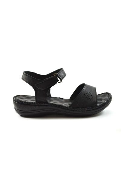 

sandals 02 genuine leather black orthopedic pad padded women mother